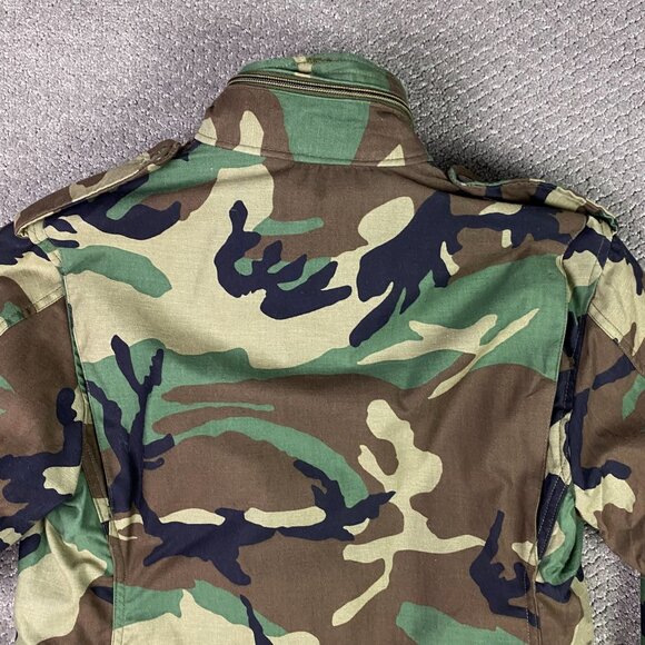Vintage Alpha Industries US Army M65 Jacket Coat Men's Small Short Woodland Camo - Picture 6 of 16